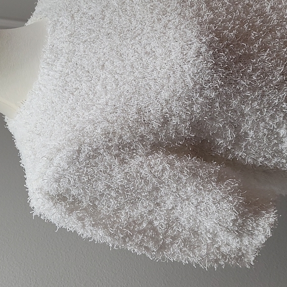 INC SMALL WINTER WHITE COMFY COZY PUFFY SHORT SLEEVE MODEST CREWNECK SWEATER TOP - Picture 5 of 14